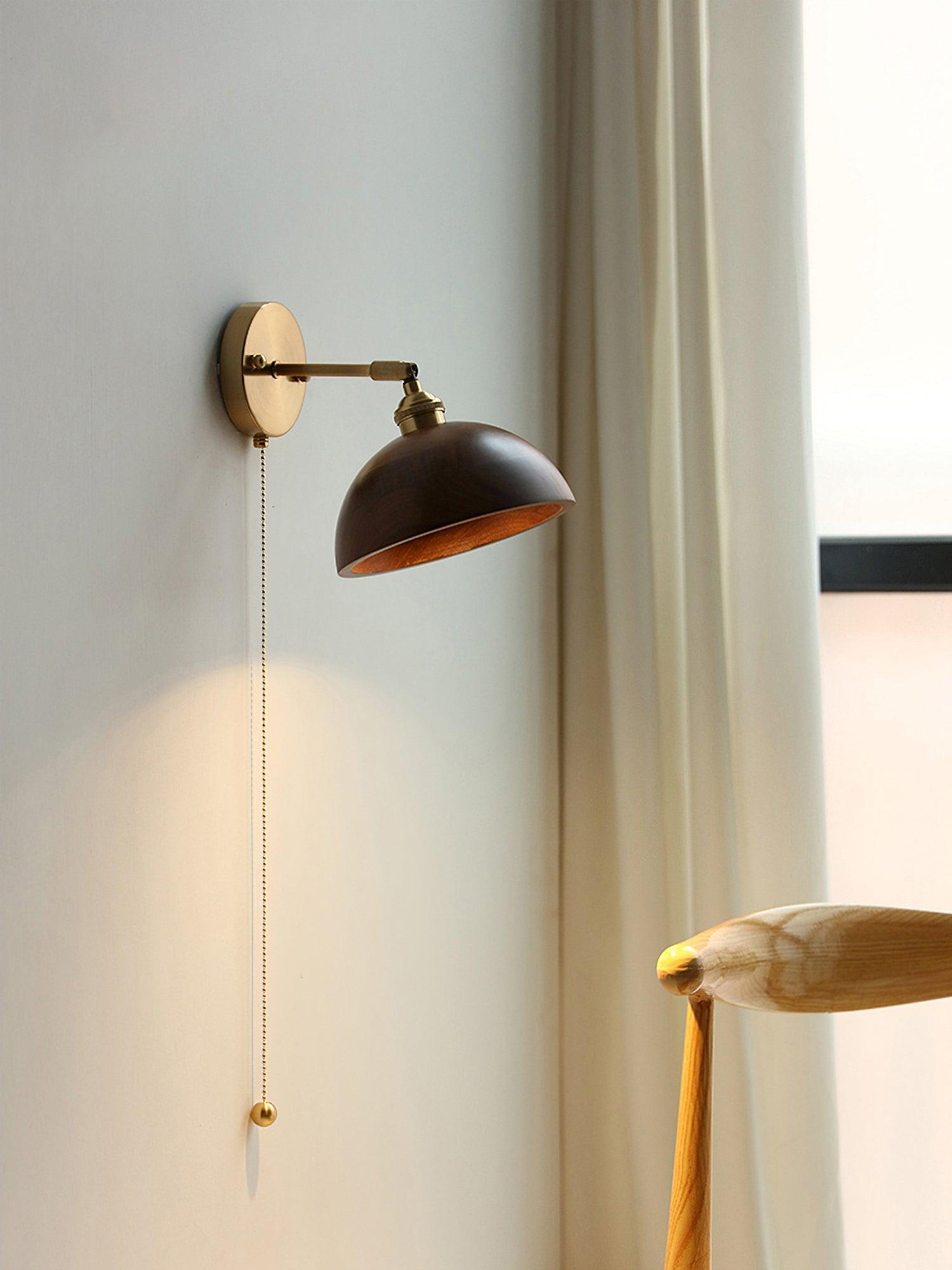 Vintage Wood Plug In Wall Lamp