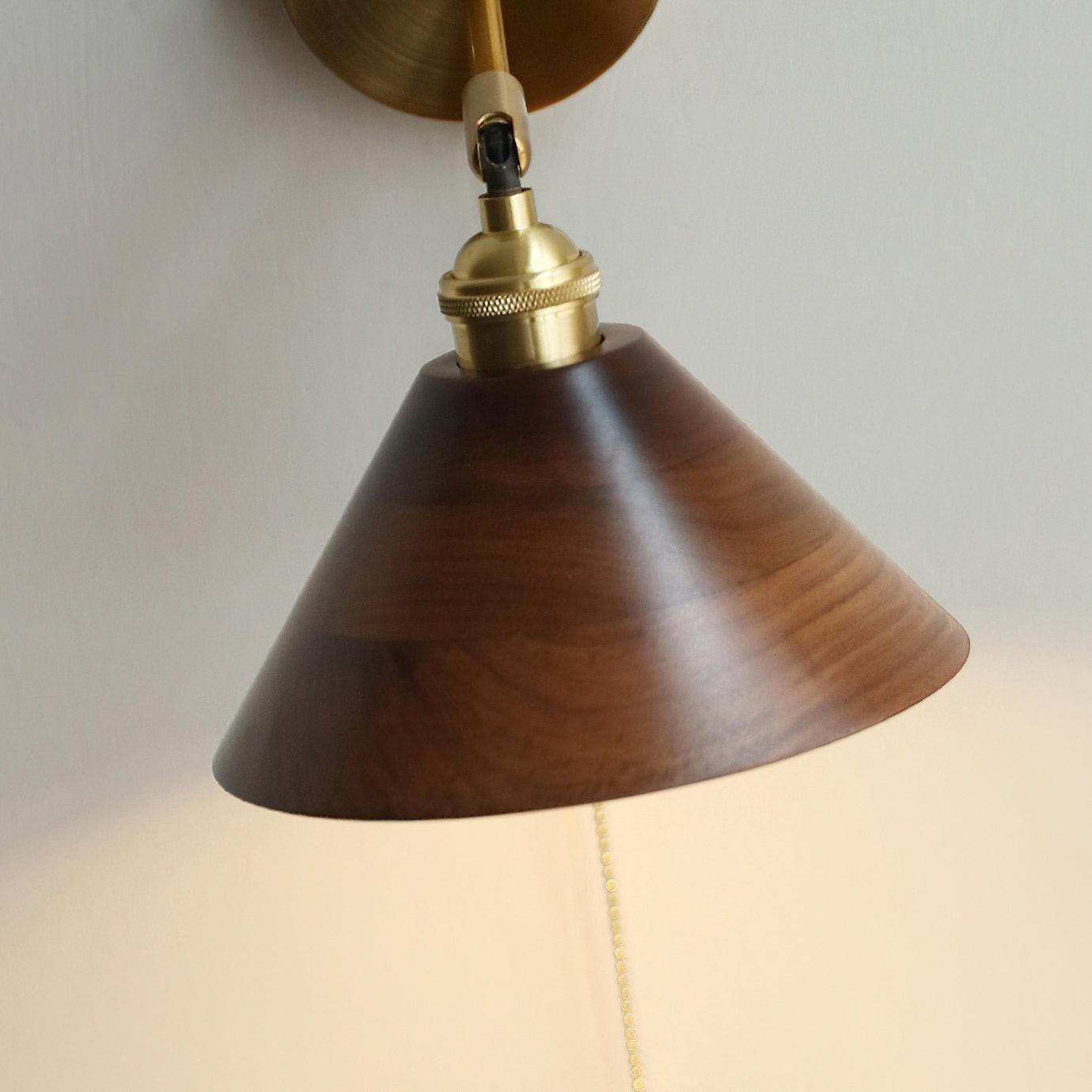 Vintage Wood Plug In Wall Lamp
