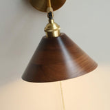 Vintage Wood Plug In Wall Lamp
