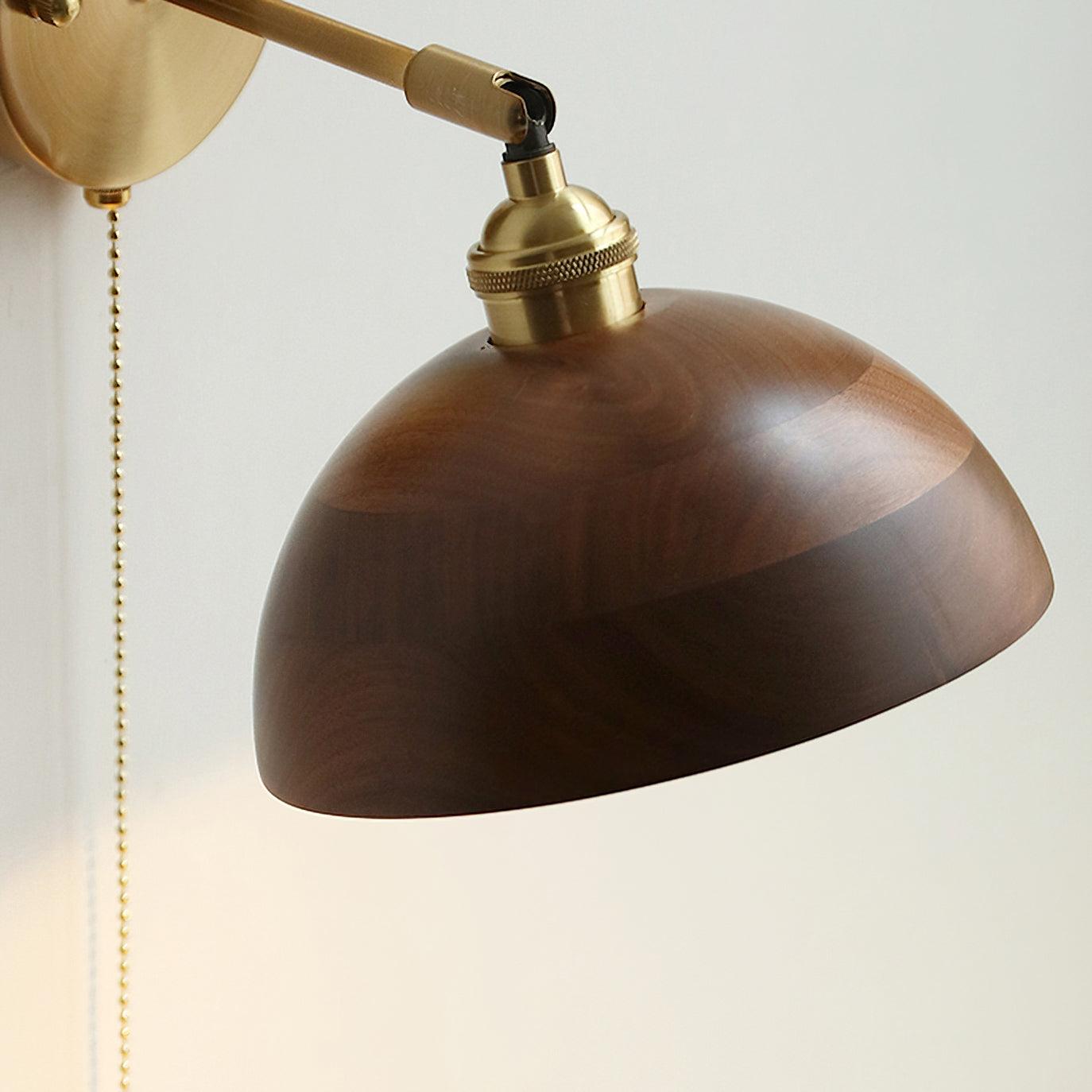 Vintage Wood Plug In Wall Lamp