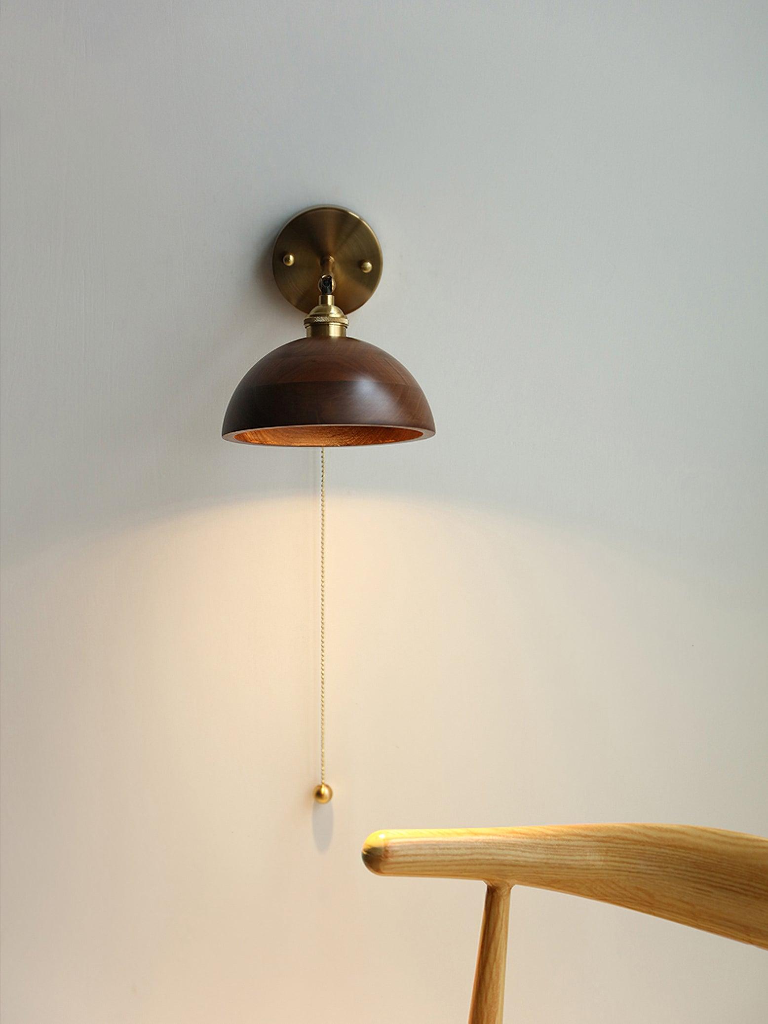 Vintage Wood Plug In Wall Lamp
