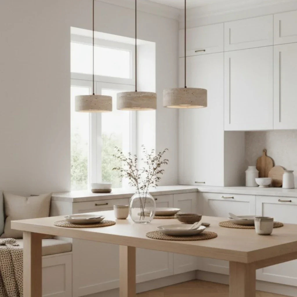 Yannick Wabi Sabi Travertine Pendant Light | Natural Stone Dining Lamp