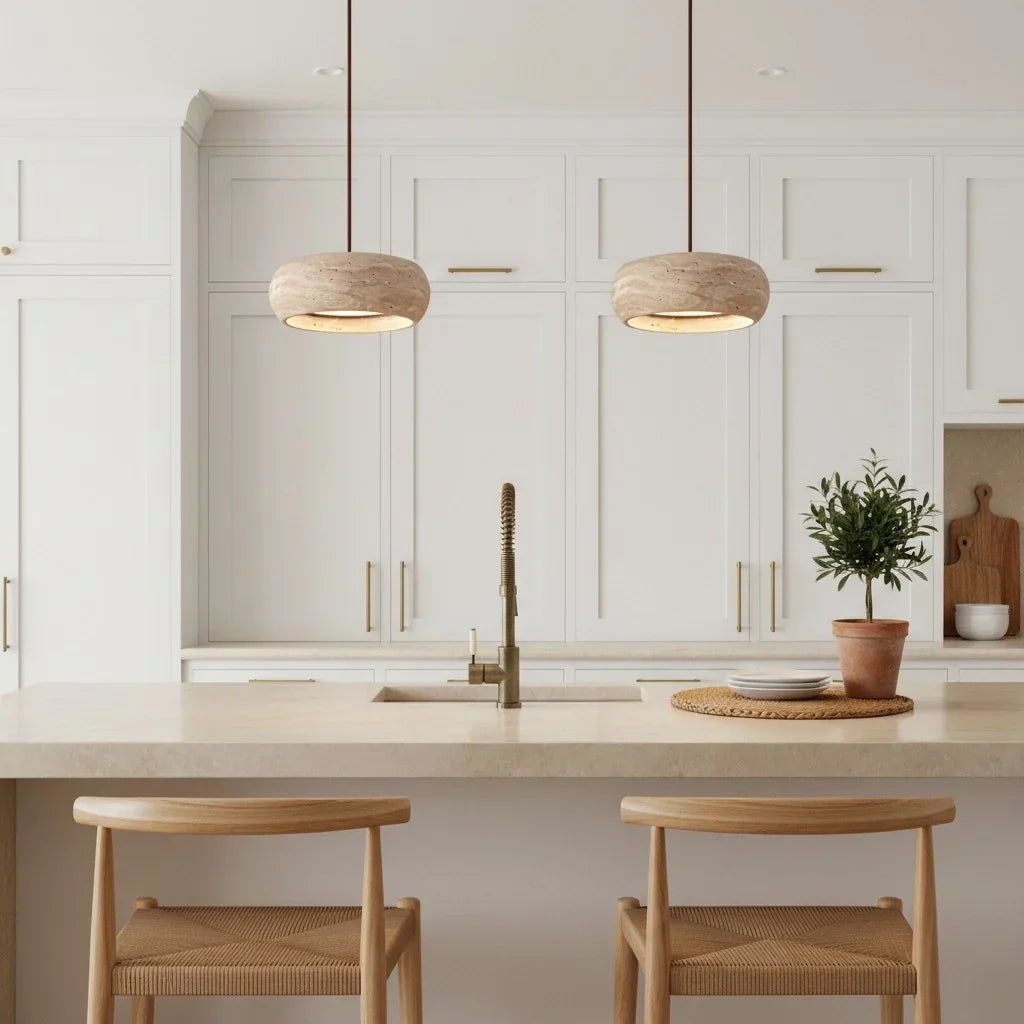 Yannick Wabi Sabi Travertine Pendant Light | Natural Stone Dining Lamp