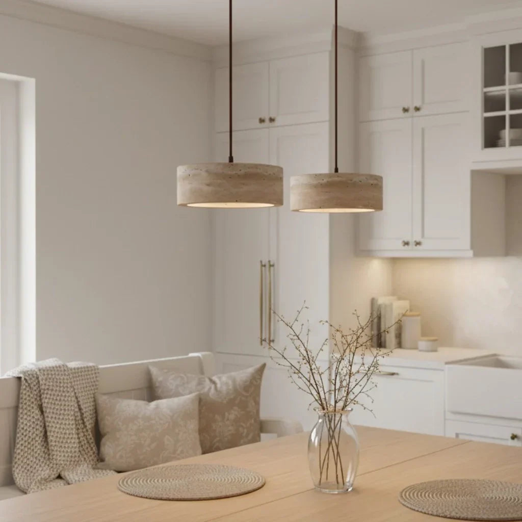 Yannick Wabi Sabi Travertine Pendant Light | Natural Stone Dining Lamp