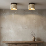 Plafonnier Wabi-Sabi en Travertin et Bois Yetvee | Éclairage Minimaliste