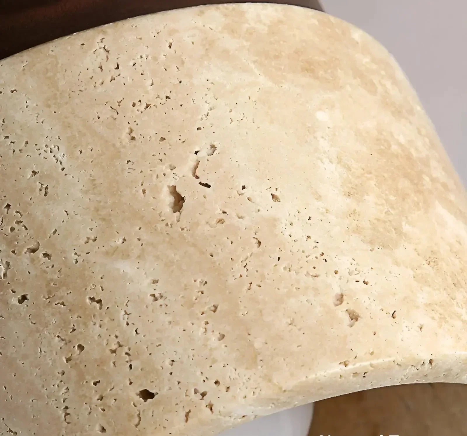 Plafonnier Wabi-Sabi en Travertin et Bois Yetvee | Éclairage Minimaliste