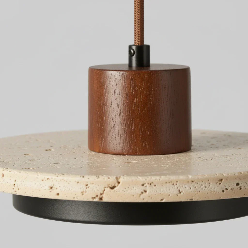 Zola Natural Travertine Pendant Light - Retro Wabi-Sabi LED Ceiling Lamp