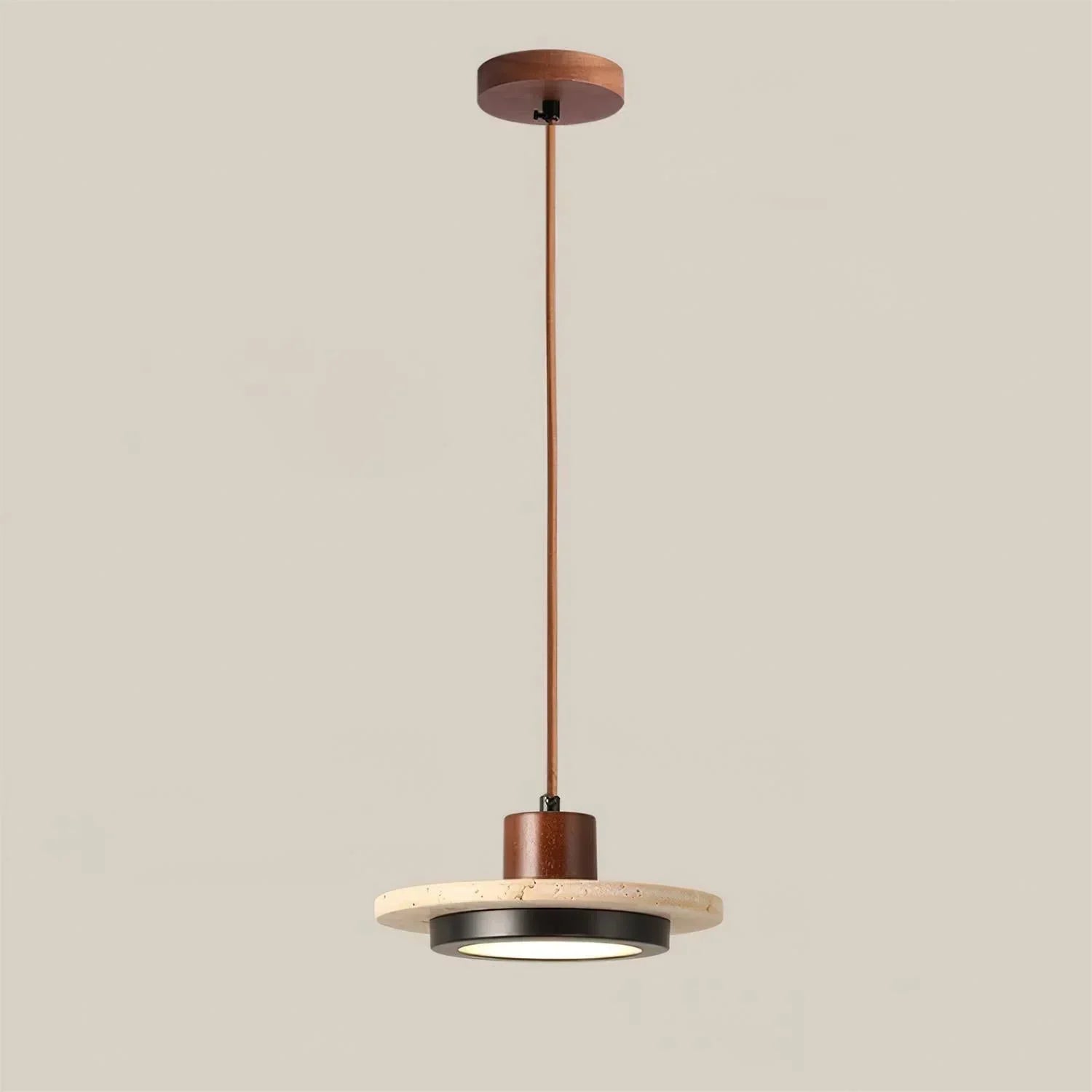 Zola Natural Travertine Pendant Light - Retro Wabi-Sabi LED Ceiling Lamp