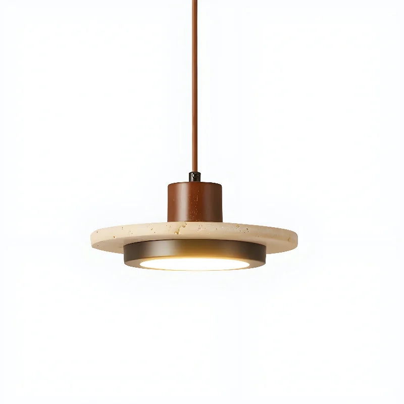 Zola Natural Travertine Pendant Light - Retro Wabi-Sabi LED Ceiling Lamp