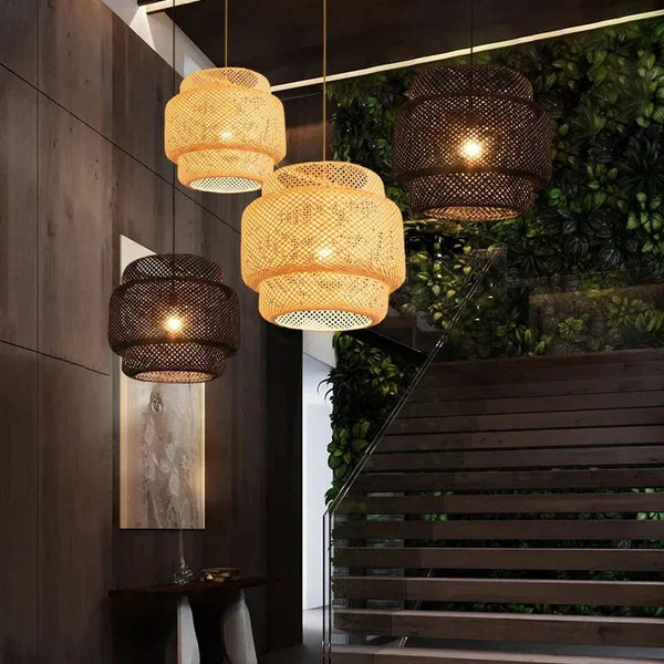 Modern Bamboo Rattan Woven Pendant Lamp