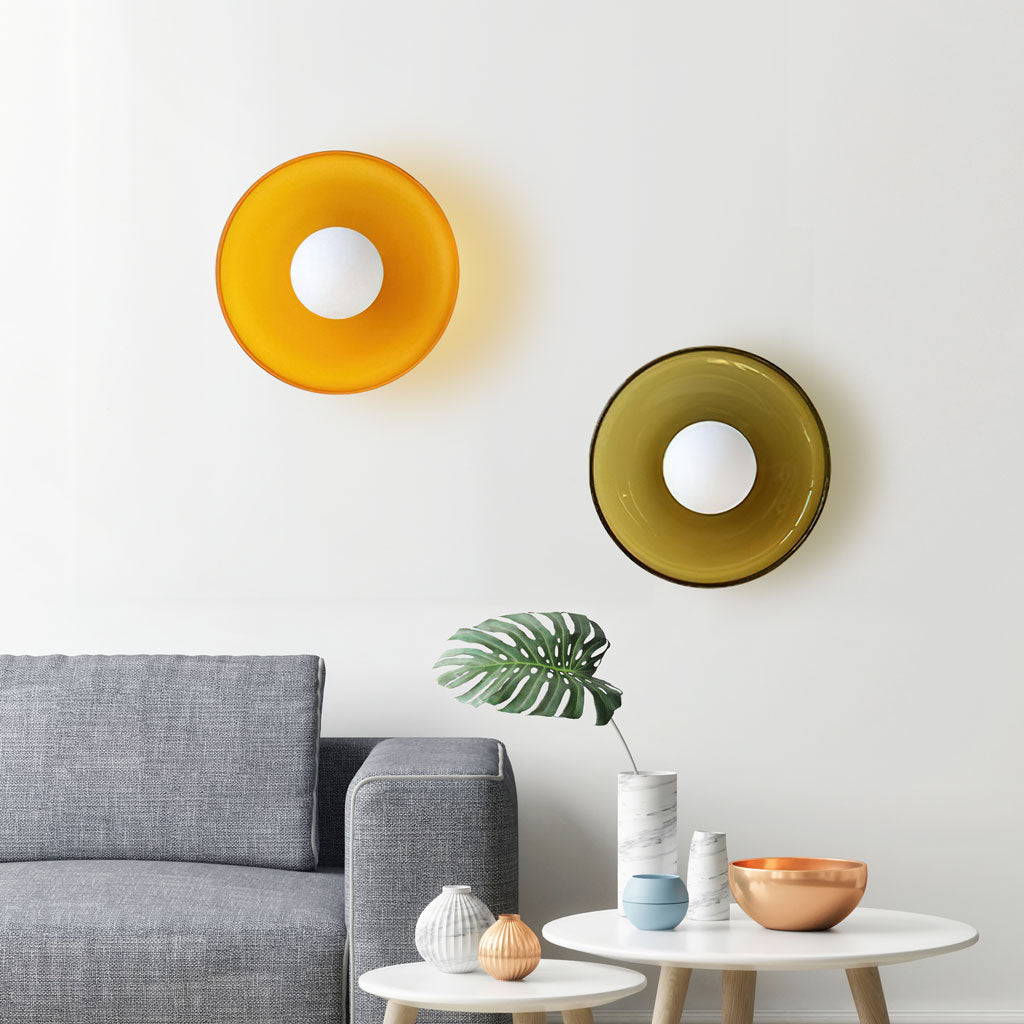 Morrow Glass Disc Flush Mount Ceiling & Wall Light | Modern Designer Sconce