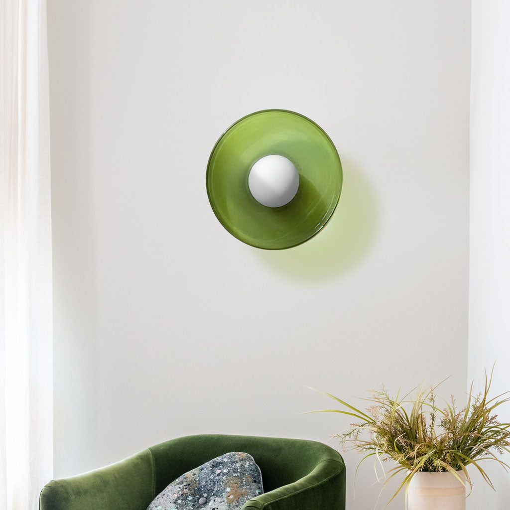 Morrow Glass Disc Flush Mount Ceiling & Wall Light | Modern Designer Sconce