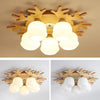 Globes Cluster Modern Bamboo Glass LED Flush Mount Ceiling Lights for Bedroom