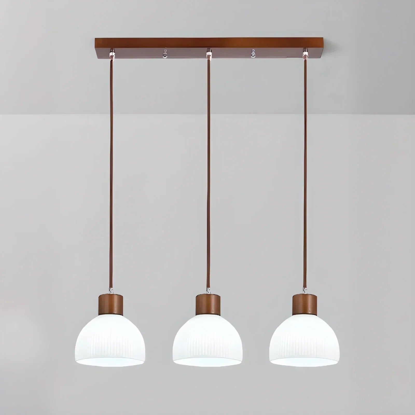 Bragi 3-Light White Ribbed Glass Pendant Lamp | Modern Dining Room Light