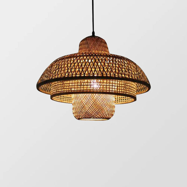 Modern Multi-layered Rattan Pendant Light