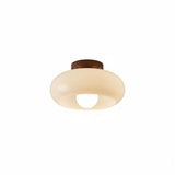 Plafonnier Violetta en verre Bauhaus français | Luminaire Mid-Century en noyer