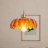 Fay Rustic Tulip Glass Pendant Light | Vintage Ribbed Glass Hanging Lamp