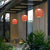 Waterproof Classic Rattan Lanterns LED Red Modern Outdoor Chandelier