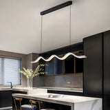 1 Light Black Wave Linear Led Pendant Light