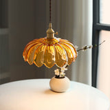 Fay Rustic Tulip Glass Pendant Light | Vintage Ribbed Glass Hanging Lamp