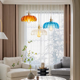 Fay Rustic Tulip Glass Pendant Light | Vintage Ribbed Glass Hanging Lamp
