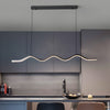 1 Light Black Wave Linear Led Pendant Light