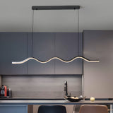 1 Light Black Wave Linear Led Pendant Light