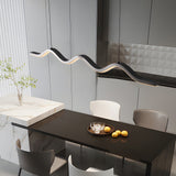 1 Light Black Wave Linear Led Pendant Light