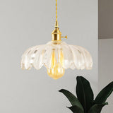 Fay Rustic Tulip Glass Pendant Light | Vintage Ribbed Glass Hanging Lamp