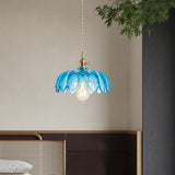 Fay Rustic Tulip Glass Pendant Light | Vintage Ribbed Glass Hanging Lamp