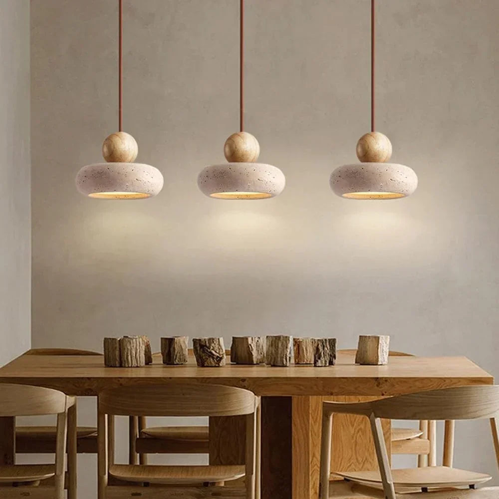 Suspension Alvione Bauhaus en travertin naturel | Luxe minimaliste