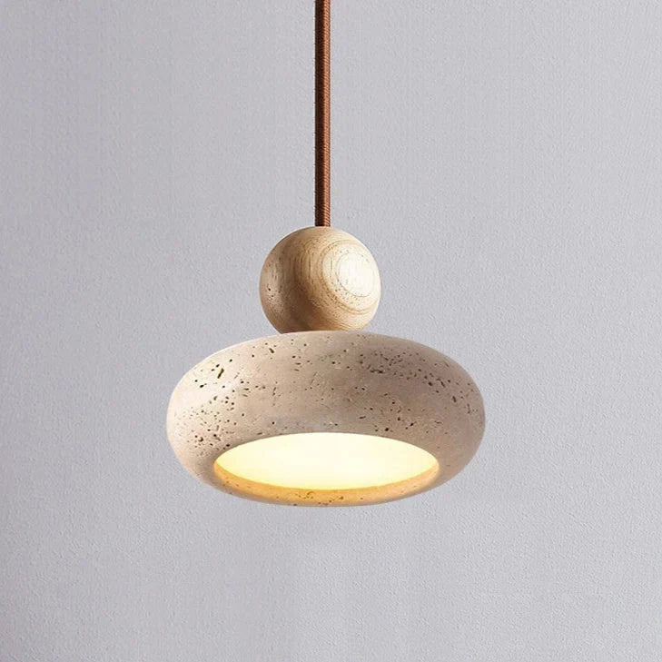 Suspension Alvione Bauhaus en travertin naturel | Luxe minimaliste