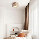 Anisa Modern Square Travertine Ceiling Light - Natural Stone Flush Mount