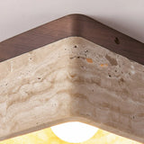 Anisa Modern Square Travertine Ceiling Light - Natural Stone Flush Mount