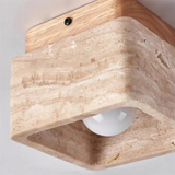 Anisa Modern Square Travertine Ceiling Light - Natural Stone Flush Mount