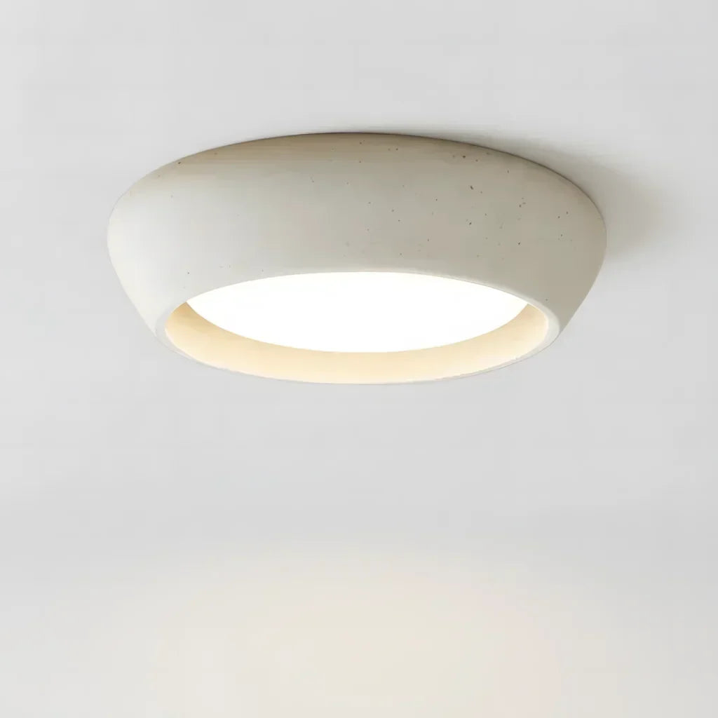 Astoria Minimalist Cement Flush Mount Ceiling Light - Modern Round Design