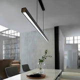 Caputo Linear LED Pendant Light - Minimalist Walnut Wood Dining Lamp