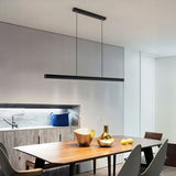 Caputo Linear LED Pendant Light - Minimalist Walnut Wood Dining Lamp