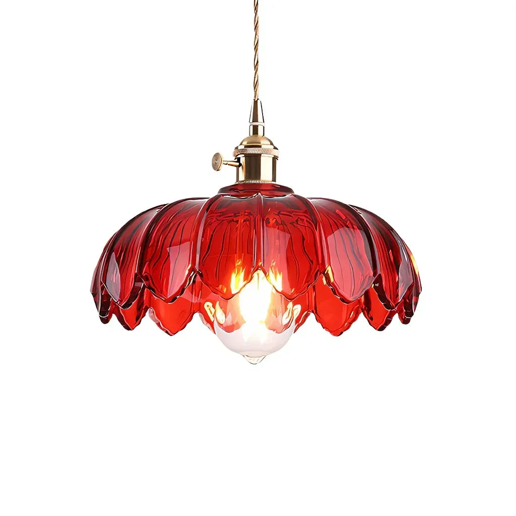 Dorian Vintage Tulip Glass Pendant Light | Floral Petal Hanging Lamp