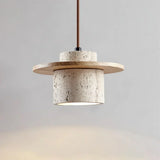 Elindra Nordic Travertine Stone Pendant Light | Natural Stone & Walnut