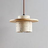 Elindra Nordic Travertine Stone Pendant Light | Natural Stone & Walnut