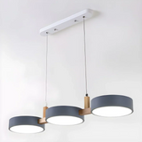 Elvra Modern Macaron 3-Head Pendant Light - Wood & Metal Nordic Style