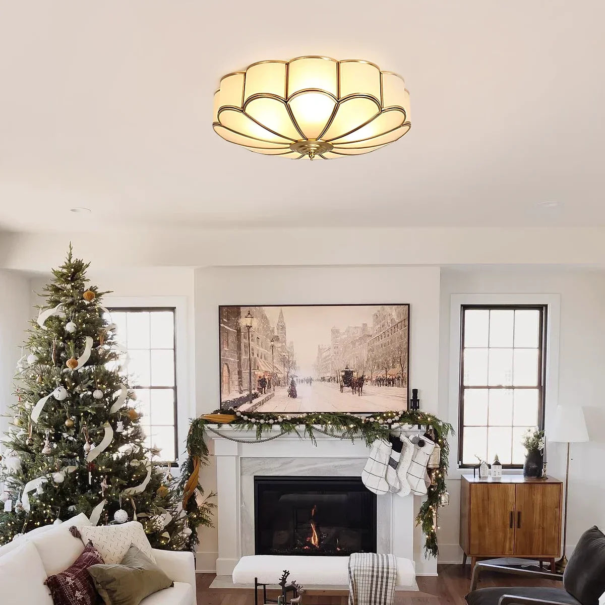 Eros Art Deco Flower Ceiling Light - Luxury Floral Flush Mount Chandelier