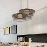 Jonas Nordic Glass Pendant Light - Modern 3-Layer Disc Chandelier