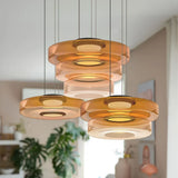 Jonas Nordic Glass Pendant Light - Modern 3-Layer Disc Chandelier