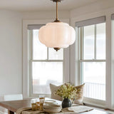 Liora Vintage Pumpkin Glass Pendant Light - Retro Brass Ceiling Fixture