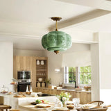 Liora Vintage Pumpkin Glass Pendant Light - Retro Brass Ceiling Fixture