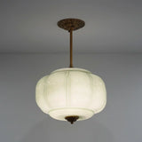 Liora Vintage Pumpkin Glass Pendant Light - Retro Brass Ceiling Fixture