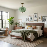 Liora Vintage Pumpkin Glass Pendant Light - Retro Brass Ceiling Fixture