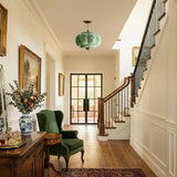 Liora Vintage Pumpkin Glass Pendant Light - Retro Brass Ceiling Fixture